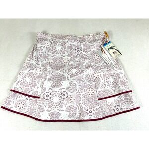 Denise Cronwall Sienna Golf Skort Women Small Mauve White Lace Print Athleisure